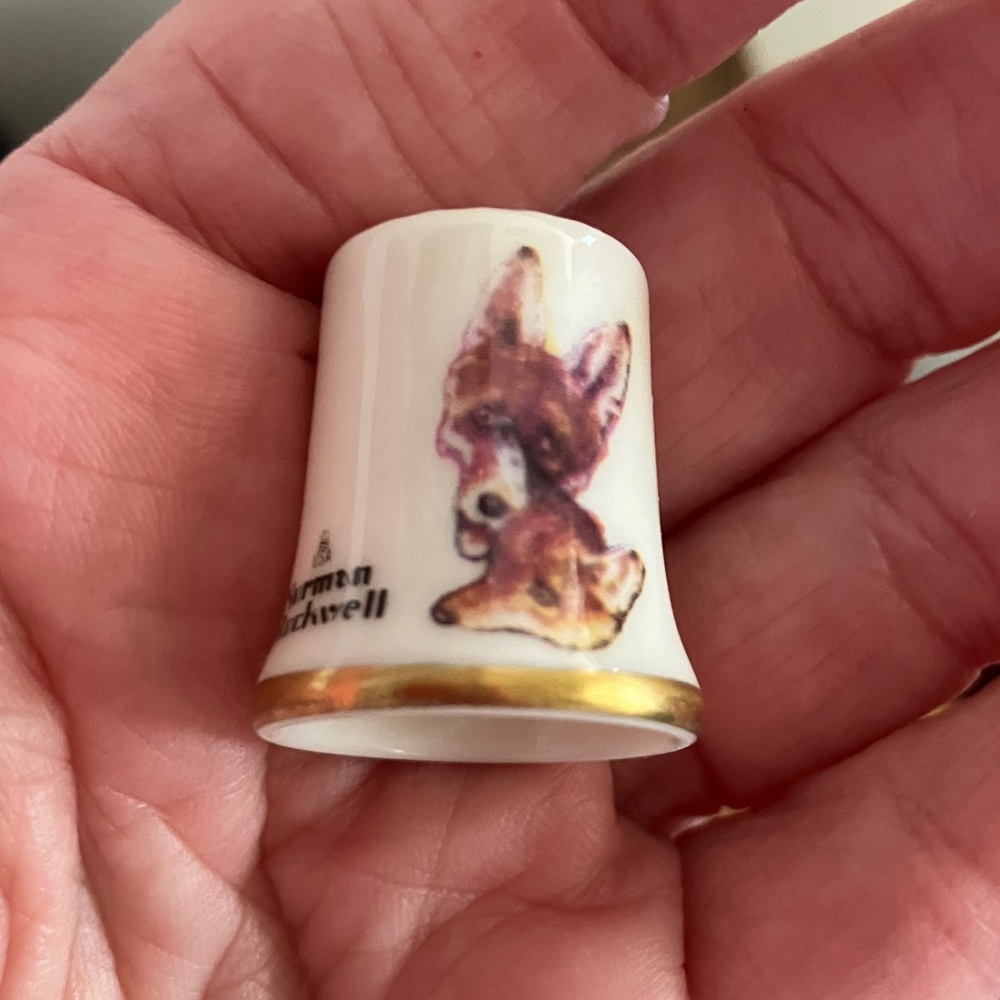 Gorham Fine China Thimble Nature Friends Fox Norman Rockwell Vintage lim edition